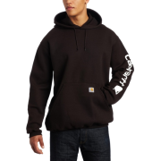 Carhartt Men's Midweight Hooded Logo-Sleeve Sweatshirt Dark Brown - Long sleeves t-shirts - $42.99 