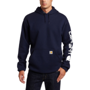 Carhartt Men's Midweight Hooded Logo-Sleeve Sweatshirt Navy - Long sleeves t-shirts - $42.99 
