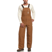 Carhartt Men's Quilt Lined Duck Zip-To-Thigh Bib Overall Brown - Overall - $94.99 