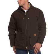 Carhartt Men's Sherpa Lined Sandstone Jackson Coat Dark Brown - Jacket - coats - $116.95 
