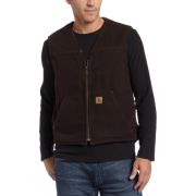 Carhartt Men's Sherpa Lined Sandstone Rugged Vest Dark Brown - Coletes - $49.95  ~ 42.90€