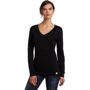 Carhartt Women's Lightweight Long Sleeve V-Neck Tshirt, Heather Gray, X-Large Black - 長袖Tシャツ - $17.00  ~ ¥1,913