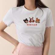 Cartoon letter embroidered short sleeve T-shirt - Košulje - kratke - $27.99  ~ 24.04€