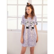 Cat Print Leopard Dress - Accessories - $16.00 