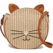 Cat Face Straw Crossbody Bag - Bolsas pequenas - 