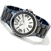 Ceramic Quartz Link Bracelet Silver Tone Dial Patterned Links Bezel - Watches - $143.26 