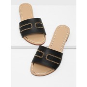 Chain Detail Flat Sandals - Sandals - $30.00 