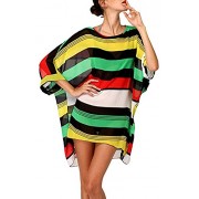 Chalier Womens Striped Chiffon Swimwear Bikini Swim Beachwear Swimsuit Cover Up - Fato de banho - $12.99  ~ 11.16€