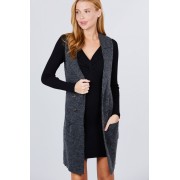 Charcoal Grey Sleeveless Long Sweater Vest - Prsluci - $34.10  ~ 216,62kn