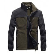 Chartou Men's Casual Color-Block Stand Collar Sports Tactical Fleece Jacket - Outerwear - $32.99 