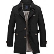 Chartou Men's Classic Single Breasted Notched Collar Long Sleeve Midi Trench Jacket Coat - Outerwear - $39.99  ~ 34.35€