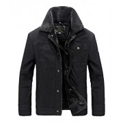 Chartou Men's Fashion Sherpa Lined Cotton-Padded Trucker Jacket Outwear - Outerwear - $56.99 