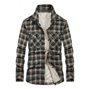 Chartou Men's Thermal Button-Down Fleece Lined Flannel Plaid Twill Work Shirt Jacket - Košulje - kratke - $39.99  ~ 254,04kn