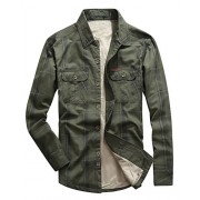Chartou Men's Winter Warm Button up Plaid Flannel Qulited Work Shirts Jacket - Camisas - $37.59  ~ 32.29€