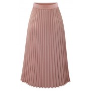 Chartou Woman's Flowy Lightweight Stretchy Waist Solid Long Chiffon Pleated Skirt - Skirts - $22.99 