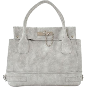 Chic Office Tote Soft Leatherette Embossed Ostrich Double Handle Satchel Handbag Shoulder Bag w/Detachable Strap Gray - Hand bag - $29.99 