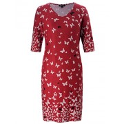 Chicwe Women's Plus Size Cashmere Touch Stretch Butterfly Designed V Neck Shift Dress - Knee Length Casual and Work Dress - Dresses - $56.00  ~ £42.56