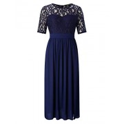 Chicwe Women's Plus Size Guipure Lace Maxi Dress - Wedding Party Cocktail Dress with Flared Skirt Floor Length - Dresses - $68.00  ~ £51.68