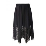 Chicwe Women's Plus Size Long Flare Lace Trimmed Skirt with Elastic Waistband - Casual and Work Skirt - Skirts - $53.00 