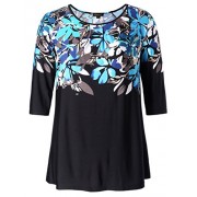 Chicwe Women's Plus Size Raglan Sleeves Floral Printed Top - Casual and Work Tunic - Košulje - kratke - $44.00  ~ 279,51kn