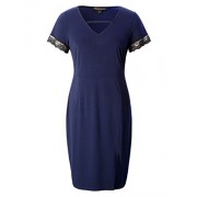 Chicwe Women's Plus Size Stretch Bodycon Dress with Front Slit and Lace Trimmed Cuff - Dresses - $56.00 