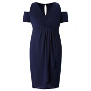 Chicwe Women's Plus Size Stretch Cold Shoulder Solid Dress with Slit - Knee Length Casual Party Cocktail Dress - Платья - $64.00  ~ 54.97€