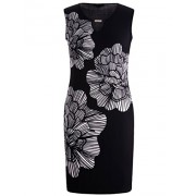 Chicwe Women's Plus Size Stretch Floral Printed Shift Dress - Keyhole and Metal Trim - Dresses - $48.00 