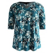 Chicwe Women's Plus Size Stretch Lattice Front Floral Tunic Top - Košulje - kratke - $43.00  ~ 273,16kn