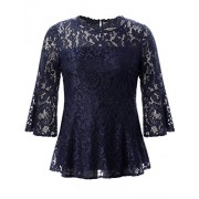 Chicwe Women's Plus Size Stretch Romantic Lace Peplum Top with Scalloped Neck & Flare Sleeves - Košulje - kratke - $54.00  ~ 343,04kn