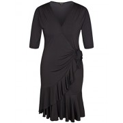 Chicwe Women's Plus Size Whimsy Wrap Solid Dress - Knee Length Casual Party Cocktail Dress - Платья - $56.00  ~ 48.10€