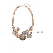 Chunky Colorful Flower Bib Necklace with Earrings - Uhani - $12.99  ~ 11.16€