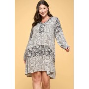 Cloud Grey Color Block Floral Print Tiered Mini Dress - Платья - $78.65  ~ 67.55€