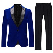 Cloudstyle Mens 2-Piece Suit Peaked Lapel One Button Tuxedo Slim Fit Dinner Jacket & Pants - Marynarki - $59.99  ~ 51.52€