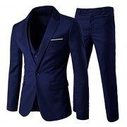 Cloudstyle Mens 3-Piece Suit Notched Lapel One Button Slim Fit Formal Jacket Vest Pants Set - Sakoi - $57.99  ~ 49.81€