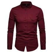 Cloudstyle Mens Casual Regular Fit Long Sleeve Formal Solid Button Down Dress Shirt - Shirts - $13.98  ~ £10.62