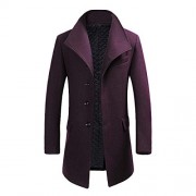 Cloudstyle Mens Quality Mid Long Wool Trench Pea Coat Wide Lapel Warm Jacket Overcoat - Outerwear - $66.99  ~ £50.91