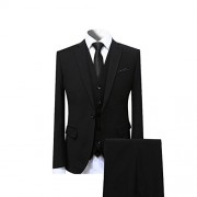 Cloudstyle Mens Suit Solid Color Formal Business One Button 3-Piece Suit Wedding Slim Fit - Suits - $79.99  ~ £60.79