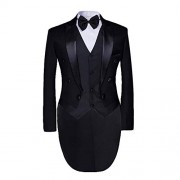 Cloudstyle Men's Tailcoat Formal Slim Fit 3-Piece Suit Dinner Jacket Swallow-Tailed Coat - Suits - $54.99 