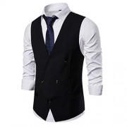 Cloudstyle Mens Vest Fashion Slim Fit Double-Breasted Solid Vest - Sakoi - $22.99  ~ 19.75€