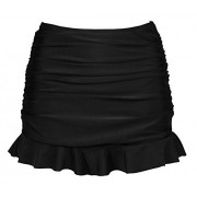 Cocoship Lady's Solid Skirted Bikini Bottom Ruched Shirred Skirt Swimdress(FBA) - Swimsuit - $17.99 