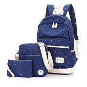 College Student Girl 3pc School Backpack Lightweight Canvas Laptop Shoulder Bag - Bag - $14.99 