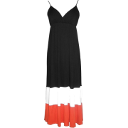 Color Block Tiered Maxi Dress Plus Size Black/White/Orange - Dresses - $32.99 