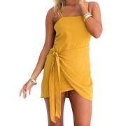 Comfy-Women Draped Asymmetric Tunic Sling Cotton Backless Casual Dress - Kleider - $16.54  ~ 14.21€