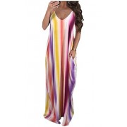 Comfy-Women Sleeveless Sexy Commute Ombre Digital Printed Sling Leisure Baggy Beachwear Maxi Sun Dress - Kleider - $37.46  ~ 32.17€