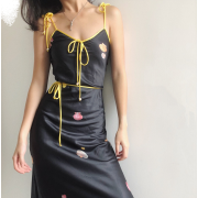 Contrast strap v neck dress - Vestidos - $23.19  ~ 19.92€