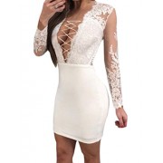 Coolred-Women Over Waist Lace Patchwork Backless Solid Pencil Sheath Dress - Dresses - $31.15 