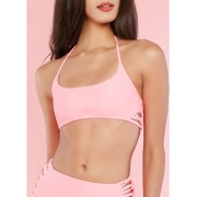 Coral Caged Halter Bikini Top - Top - $9.99  ~ 8.58€
