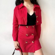 Corduroy high waist short jacket + skirt - Košulje - kratke - $35.99  ~ 228,63kn