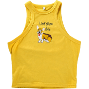 Corgi dog print yellow vest sling - Vests - $15.99 