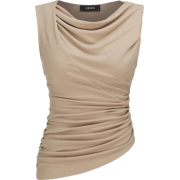 Cowl Neck Ruched Top Blouse - Majice bez rukava - 